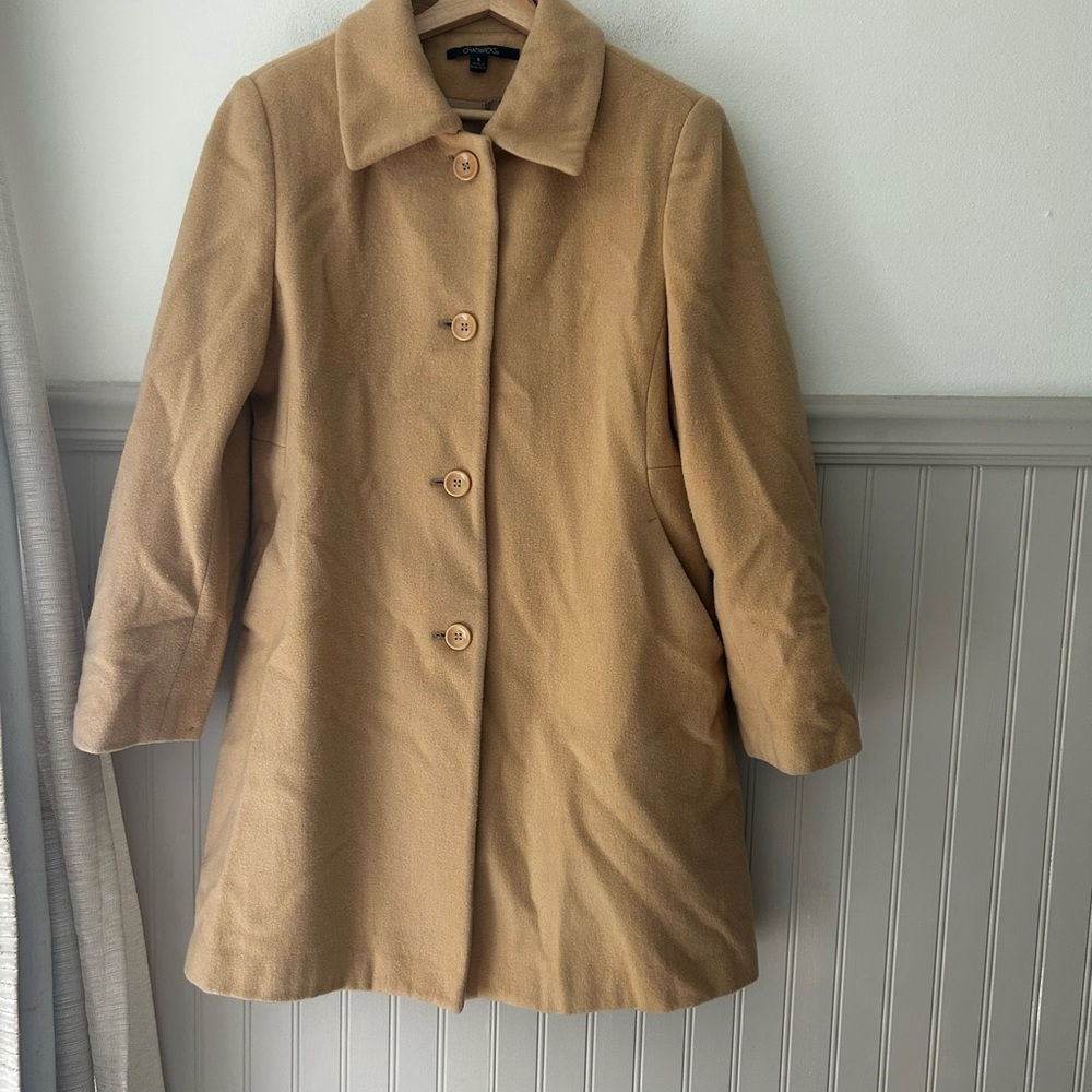 Chadwicks Women's Size 6 Wool Blend Tan Trench Coat with Pockets